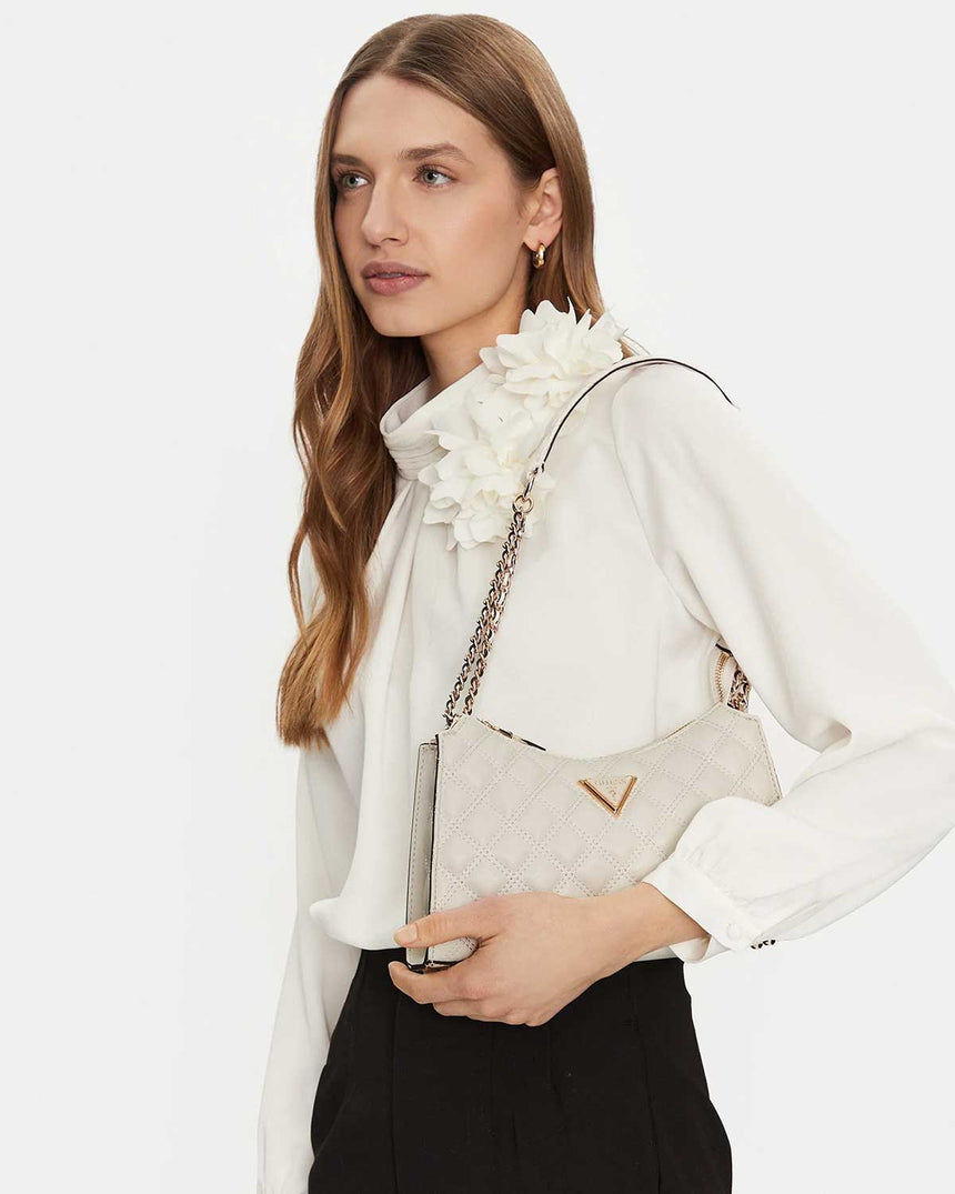 Guess Giully Zincir Detaylı Omuz Çantası Off White