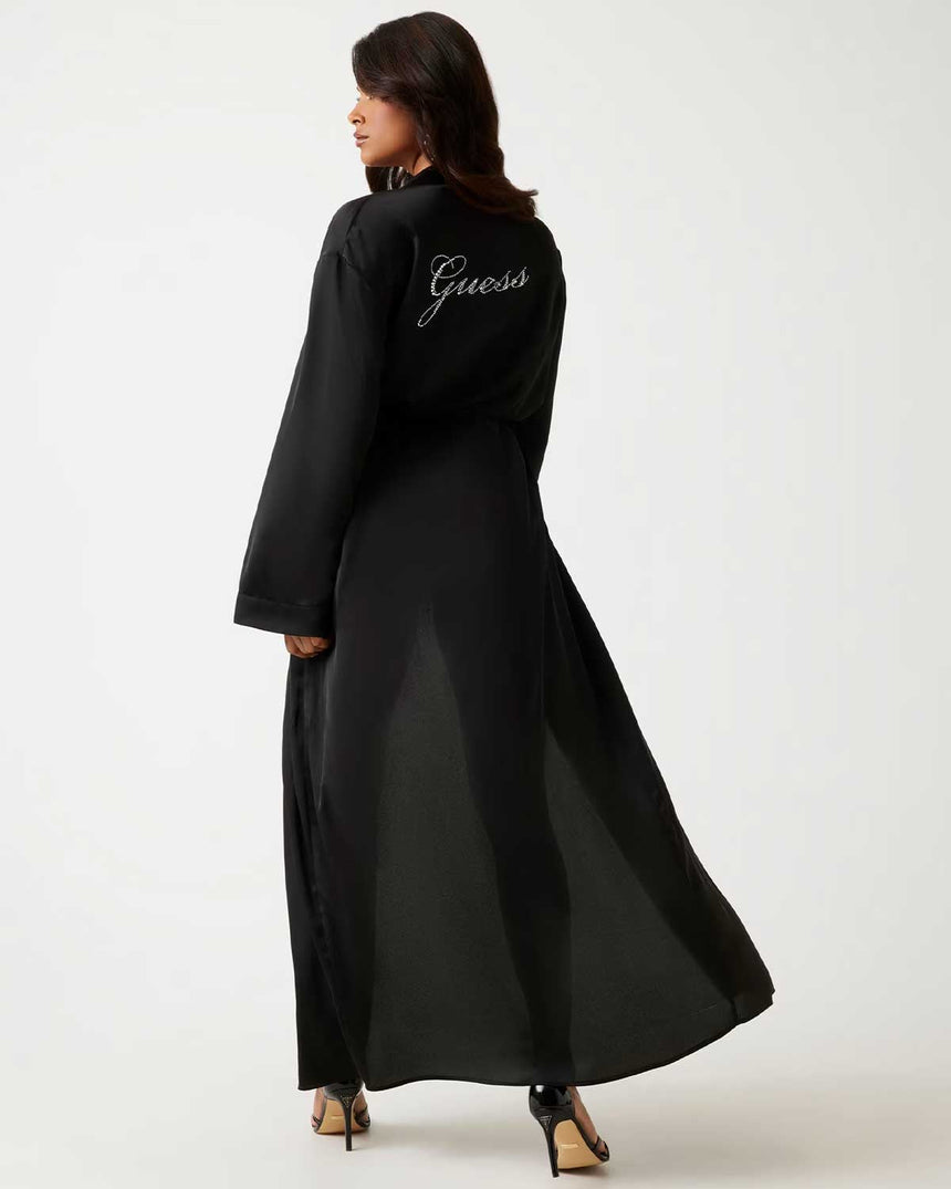 Guess Strass Kadın Uzun Kimono Sabahlık Jet Black A996