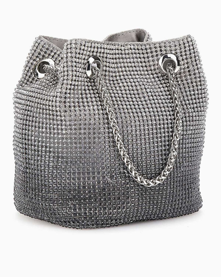 Guess Zalina Pouch Gümüş Taş Detaylı Omuz Çantası Silver