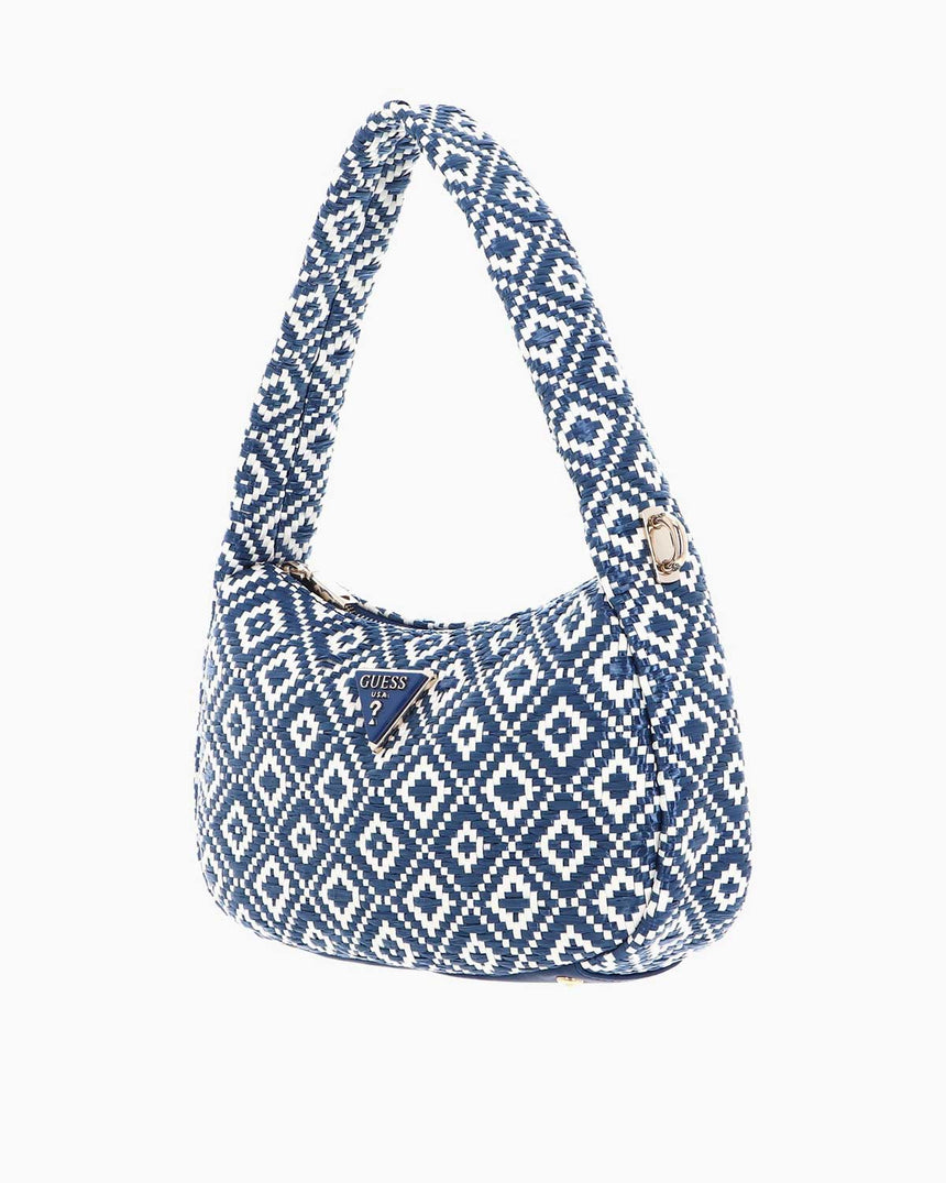 Guess Rianee Hobo Desenli Omuz Çantası Blue