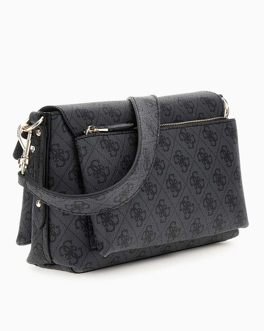 Guess Eco Brenton Flap Logolu Omuz Çantası Coal Logo