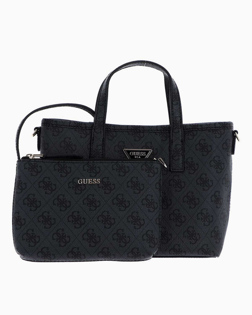Guess Latona Mini Cüzdanlı Çıkarılabilir Uzatma Askılı El Çantası Coal Logo