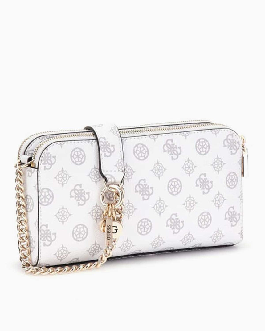 Guess Eco Erica Monogram Baskılı Çapraz Askılı Çanta White Logo