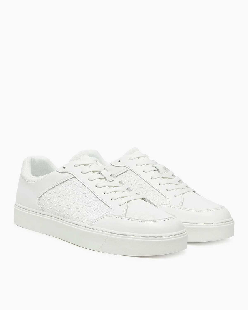 Calvin Klein Düz Taban Monogram Logo Baskılı Erkek Sneaker Triple White Allover