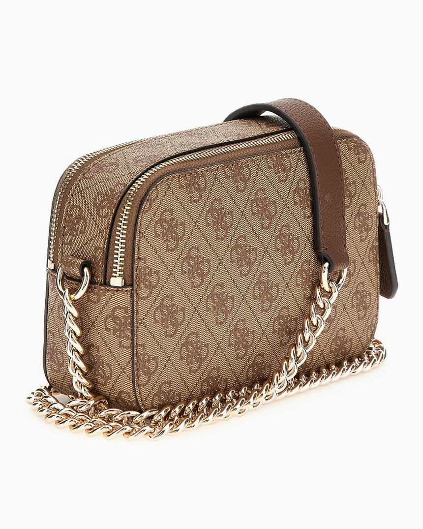 Guess Noelle Crossbody Zincir Detaylı Çapraz Askılı Çanta Latte Logo / Brown