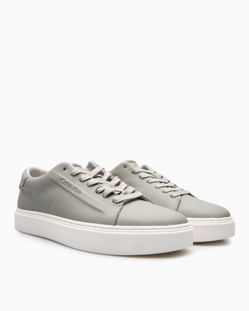 Calvin Klein Low Top Lace Up Deri Erkek Sneaker Smog Grey
