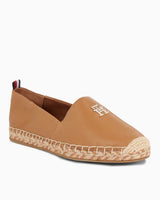 Tommy Hilfiger Kadın Deri Yassı Espadril Summer Cognac