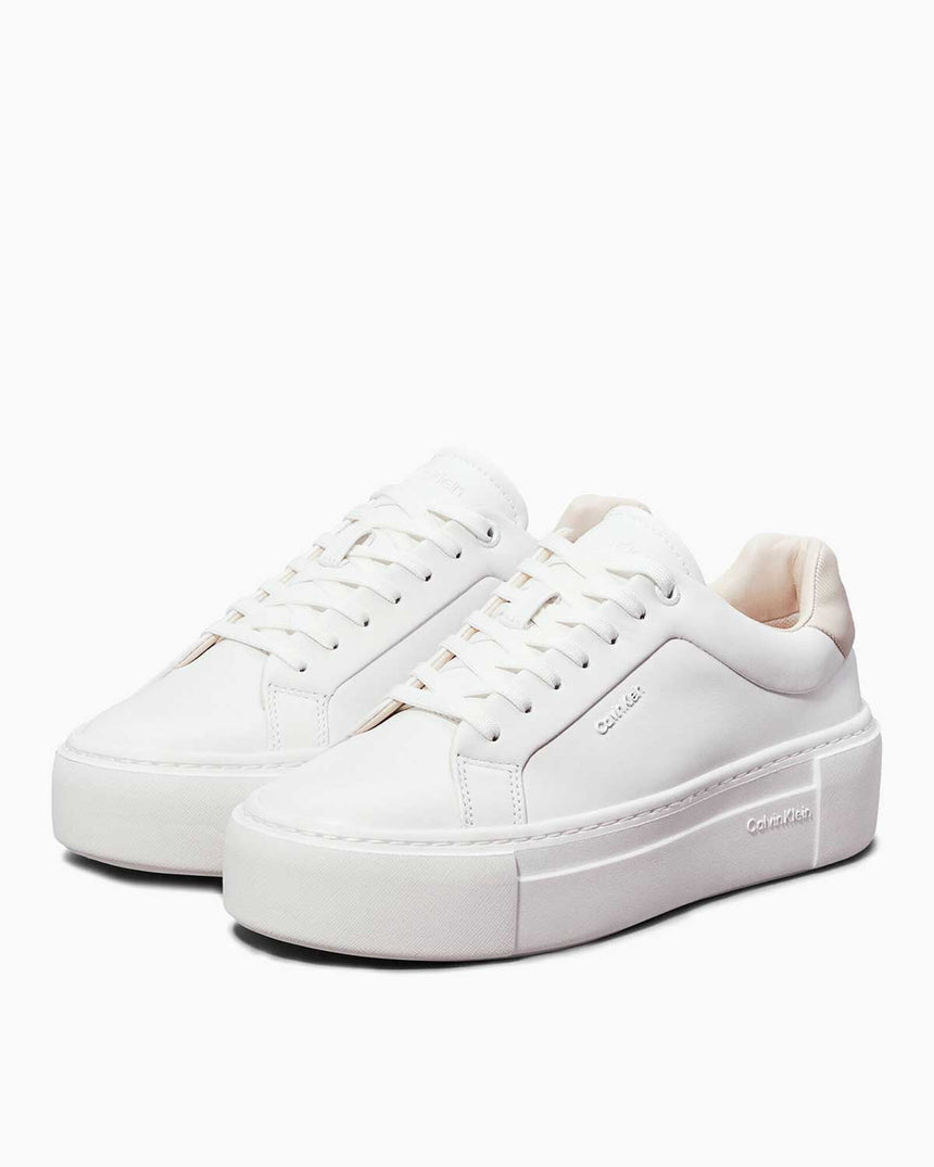Calvin Klein FF Cupsole Lace Up W/Ml Lth Kadın Sneaker White/Stony Beige