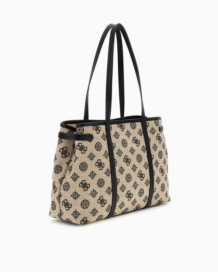 Guess Flap Monogram Omuz Çantası Black Logo