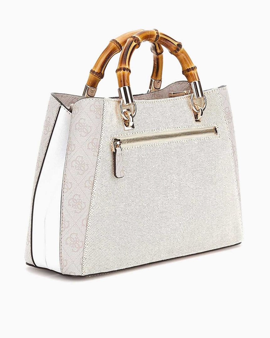 Guess Satchel Monogram Detaylı El Çantası Natural / Dove Logo