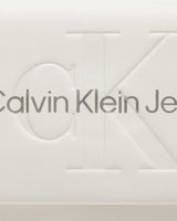 Calvin Klein Sculpted Flap Omuz Çantası White/Silver Logo