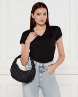 Calvin Klein Monogram Desenli Sıkıştırılmış Kadın Omuz Çantası Black
