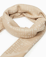 Tommy Hilfiger Monogrom Logolu Kare Kadın Şal Classic Beige