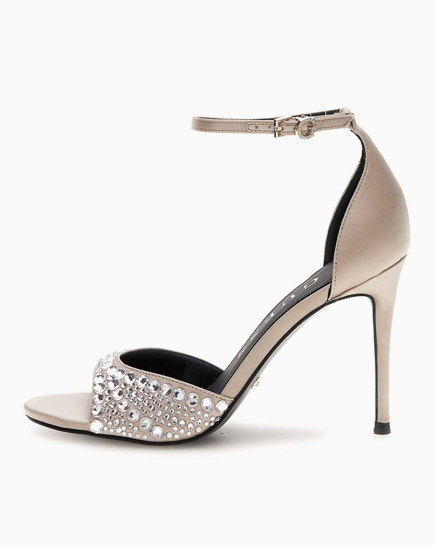 Guess Kable Gümüş Taşlı Topuklu Ayakkabı Nude