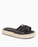 Tommy Hilfiger Authentic Flat Leather Espadrille Kadın Sandalet Black