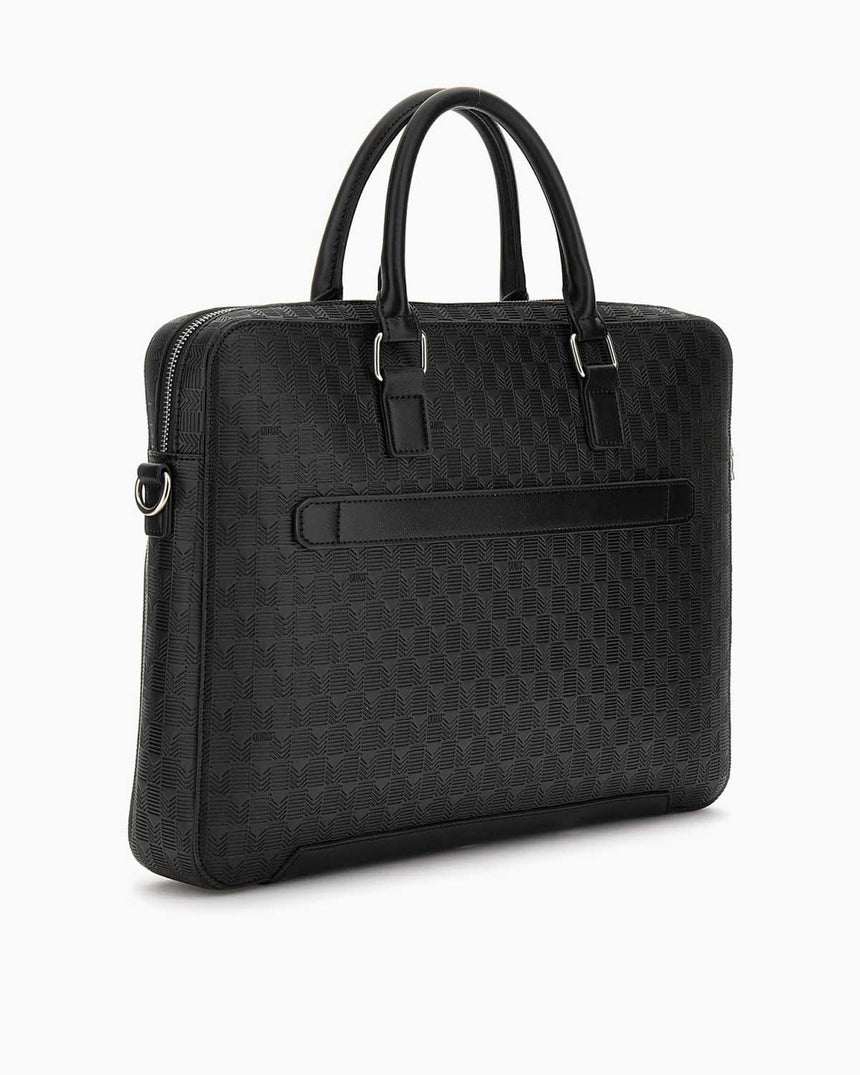 Guess Torino Rounded Logolu Evrak Çantası Black