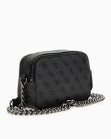 Guess Noelle Crossbody Zincir Detaylı Çapraz Askılı Çanta Coal Logo