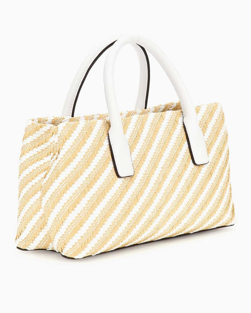 Guess Simona Small Satchel El Çantası Natural / White