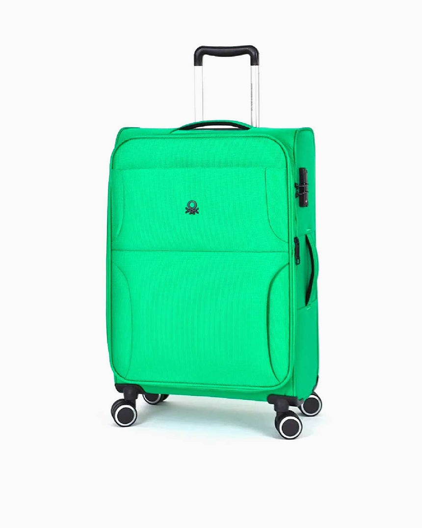 Benetton Logo Detaylı Büyük Boy Kumaş Valiz Yeşil