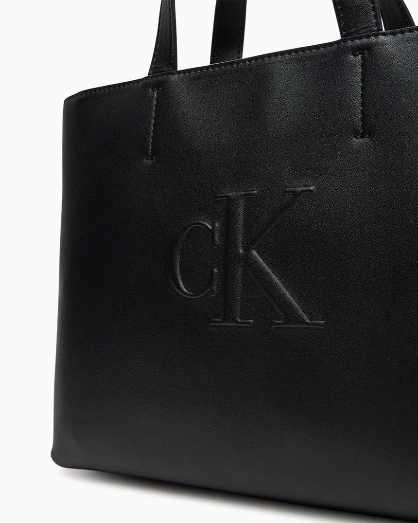 Calvin Klein Kabartmalı Mini Tote Kadın El Çantası Na Black