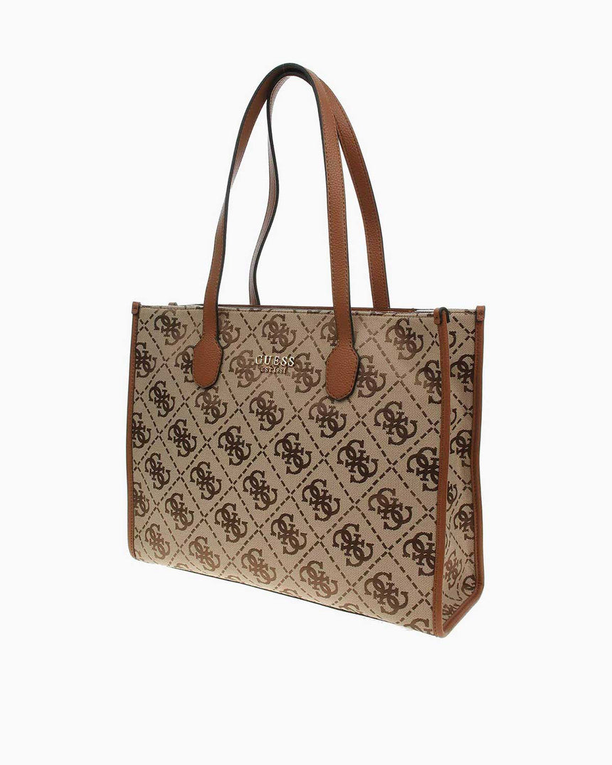 Guess Silvana Girlfriend Kadın Tote Çanta Latte Logo