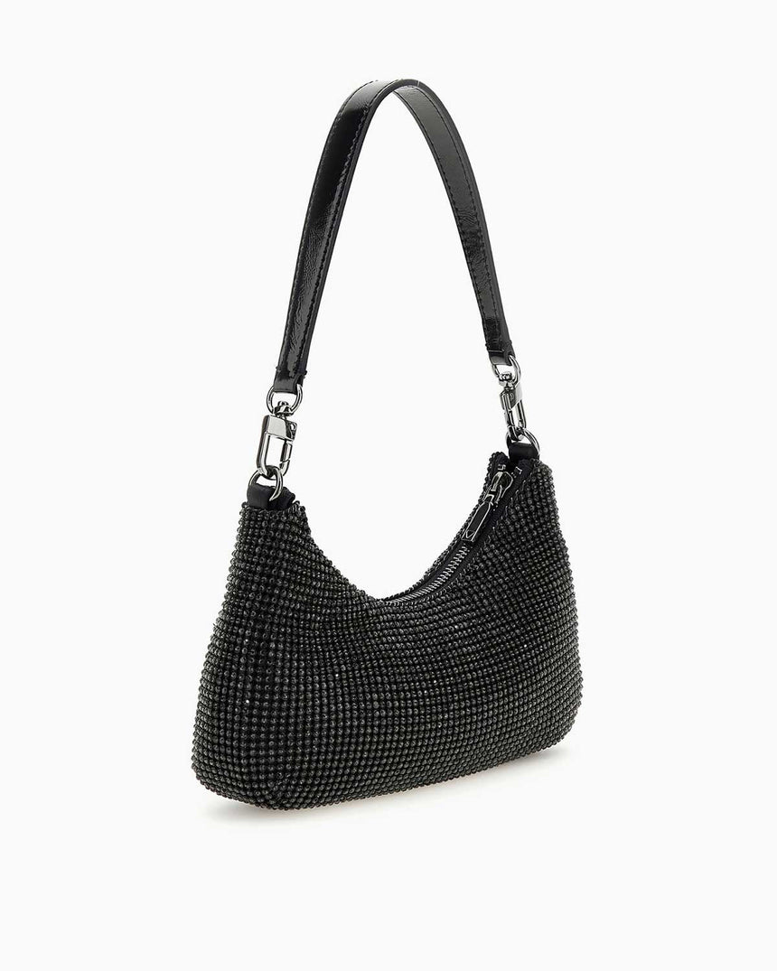 Guess Zalina Flap Taşlı Omuz Çantası Black