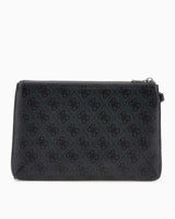 Guess Hull Medium Pouch Monogram Portföy Çanta Black