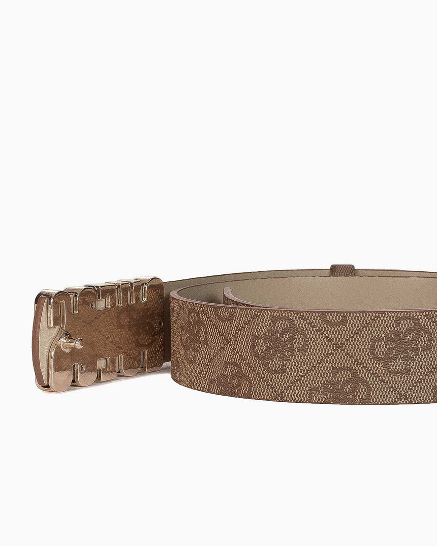 Guess Noelle Monogram Baskılı Kemer Latte Logo