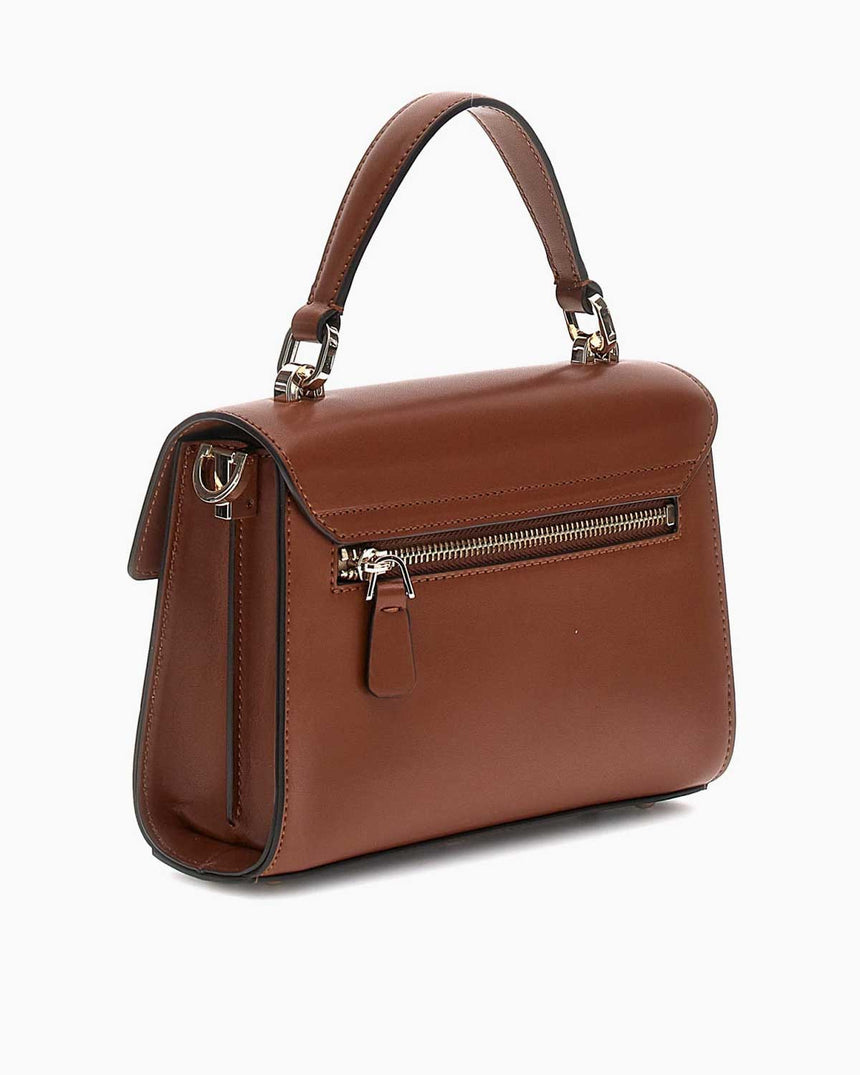 Guess Eco Handle Flap Mini Kapaklı El Çantası Cognac