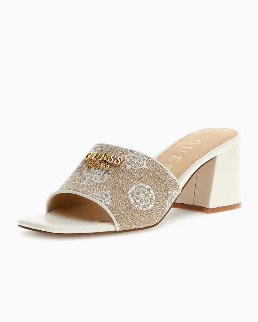 Guess Gaide Monogram Logolu Topuklu Terlik White