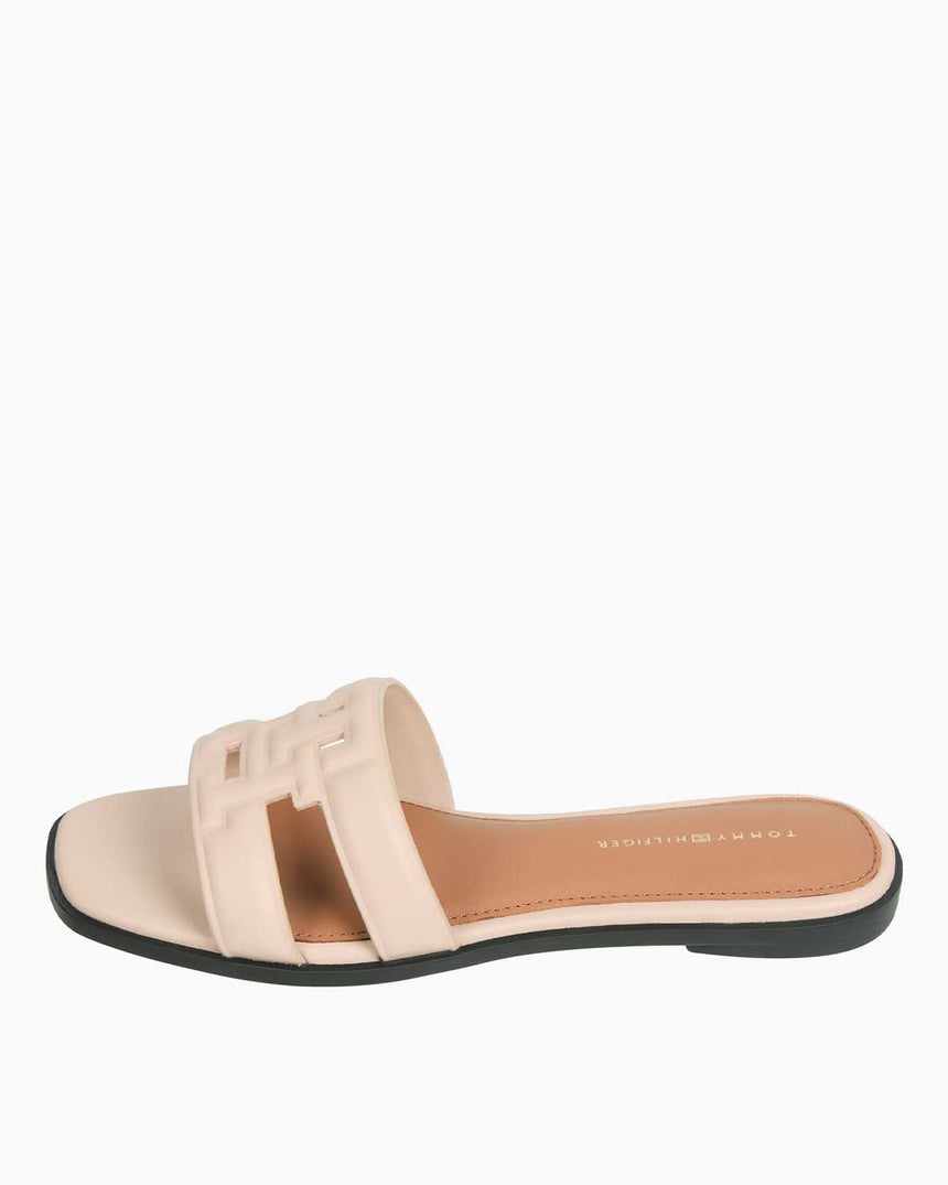 Tommy Hilfiger Logo Strap Mule Flat Sandalet Misty Blush