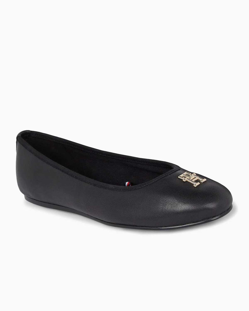 Tommy Hilfiger Leather Ballerina Casual Shoes Ayakkabı Black