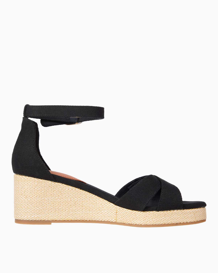 Tommy Hilfiger Flag Criss Cros Wedge Espadrilles Topuklu Sandalet Black