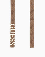 Guess Eco Erico Monogram Baskılı Kemer Latte Logo
