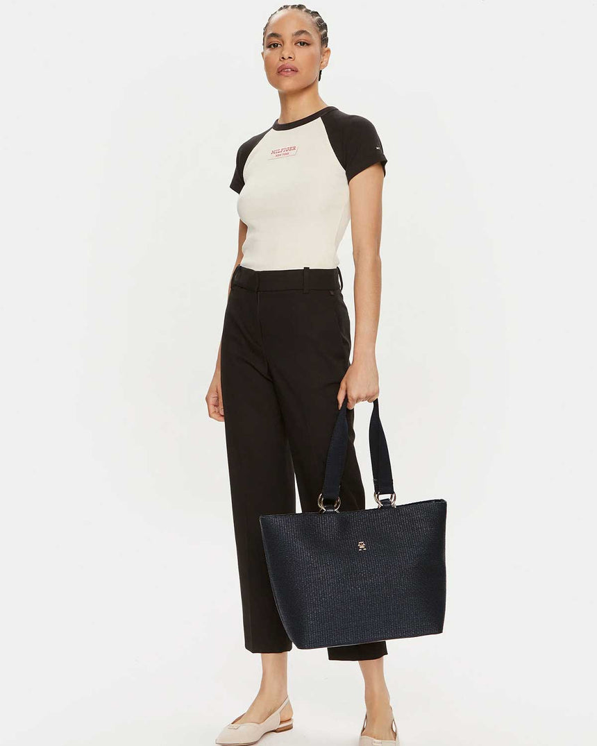 Tommy Hilfiger Kadın City Mono Tote Omuz Çantası Space Blue