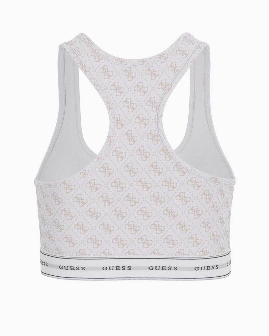 Gues Carrie Monogram Logolu Bralette Pure White