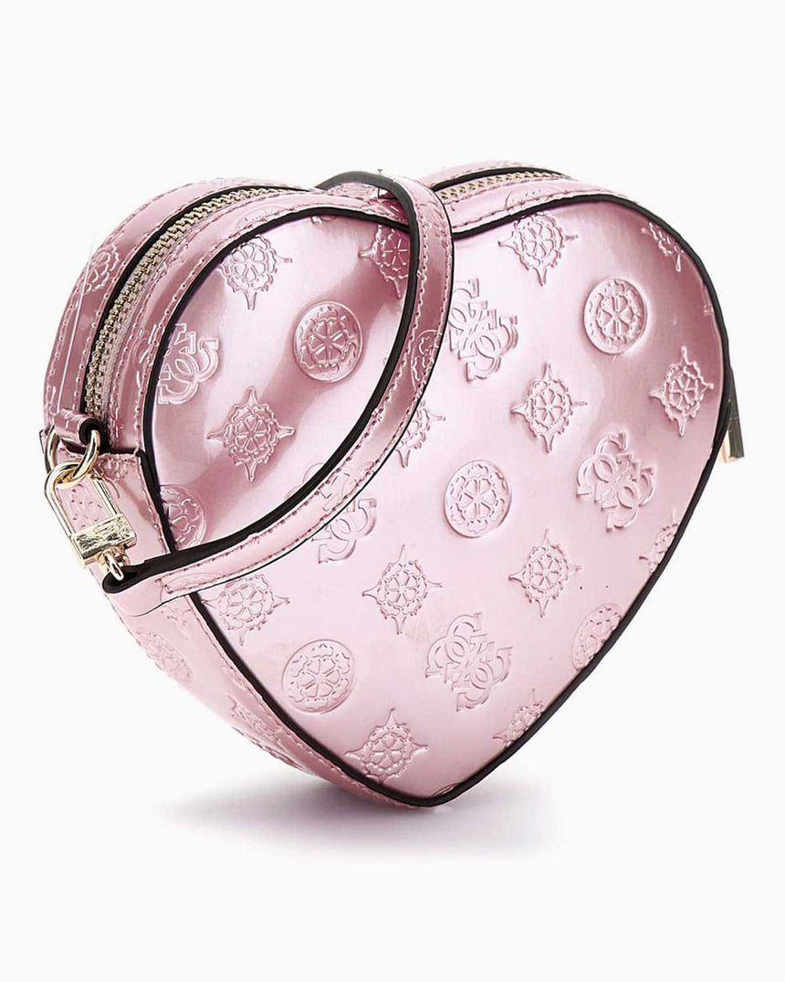 Guess Arnela Mini Kalpli El Çantası Orchid Logo