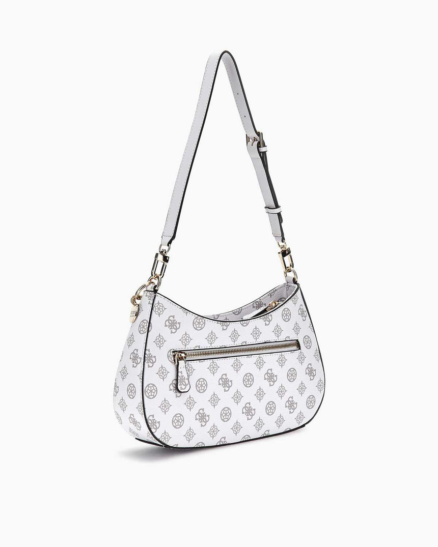 Guess Noelle Monogram Desenli Omuz Çantası White Logo