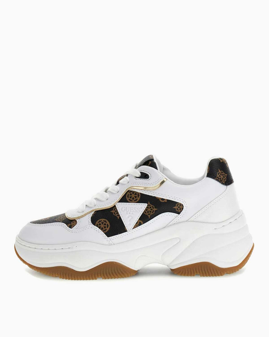 Guess Hapyy Monogram Logo Detaylı Sneaker White Brown