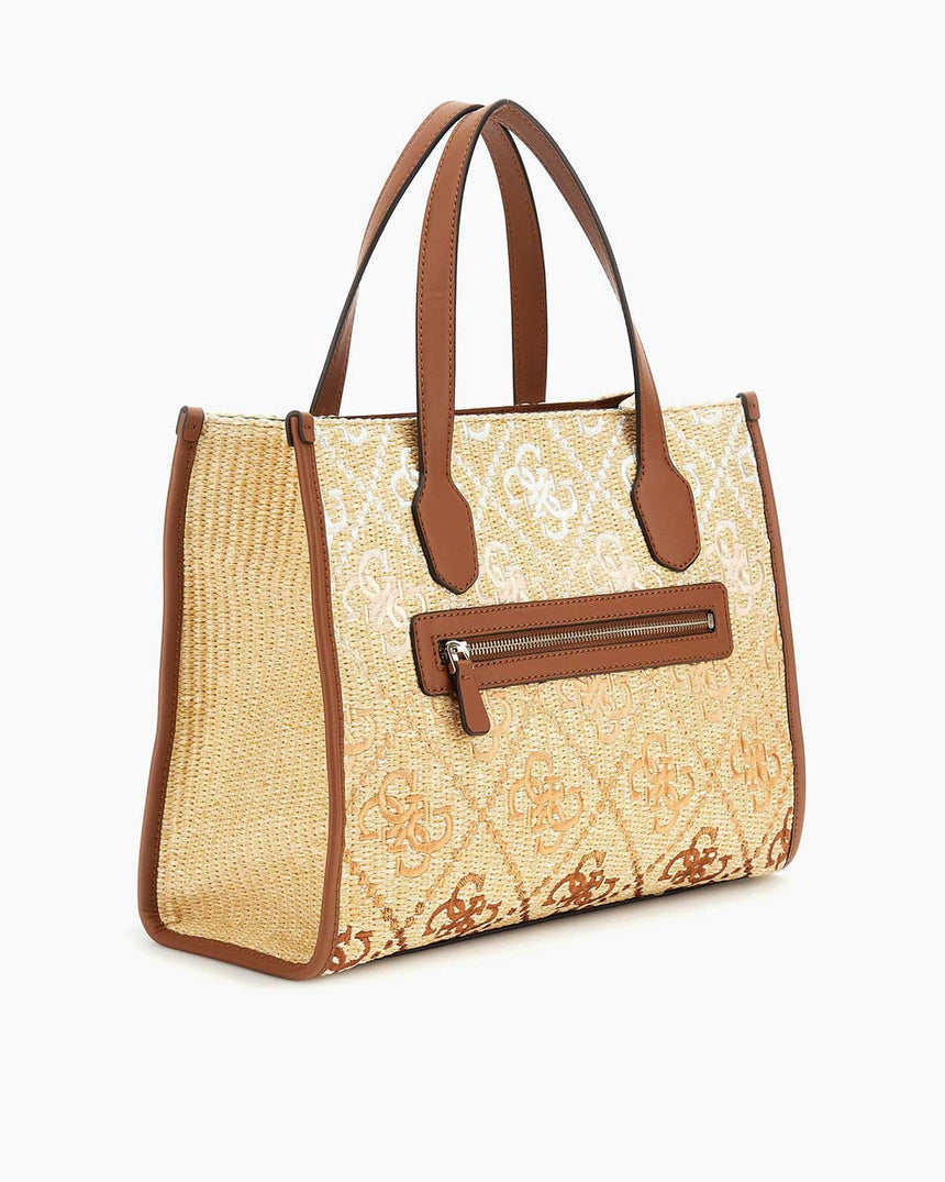 Guess Silvana Monogram Desenli El Çantası Cognac/Olive