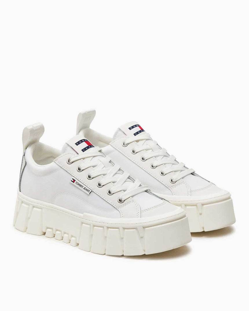 Tommy Hilfiger Vulc Flatform LC Mix Media Kadın Sneaker Ecru