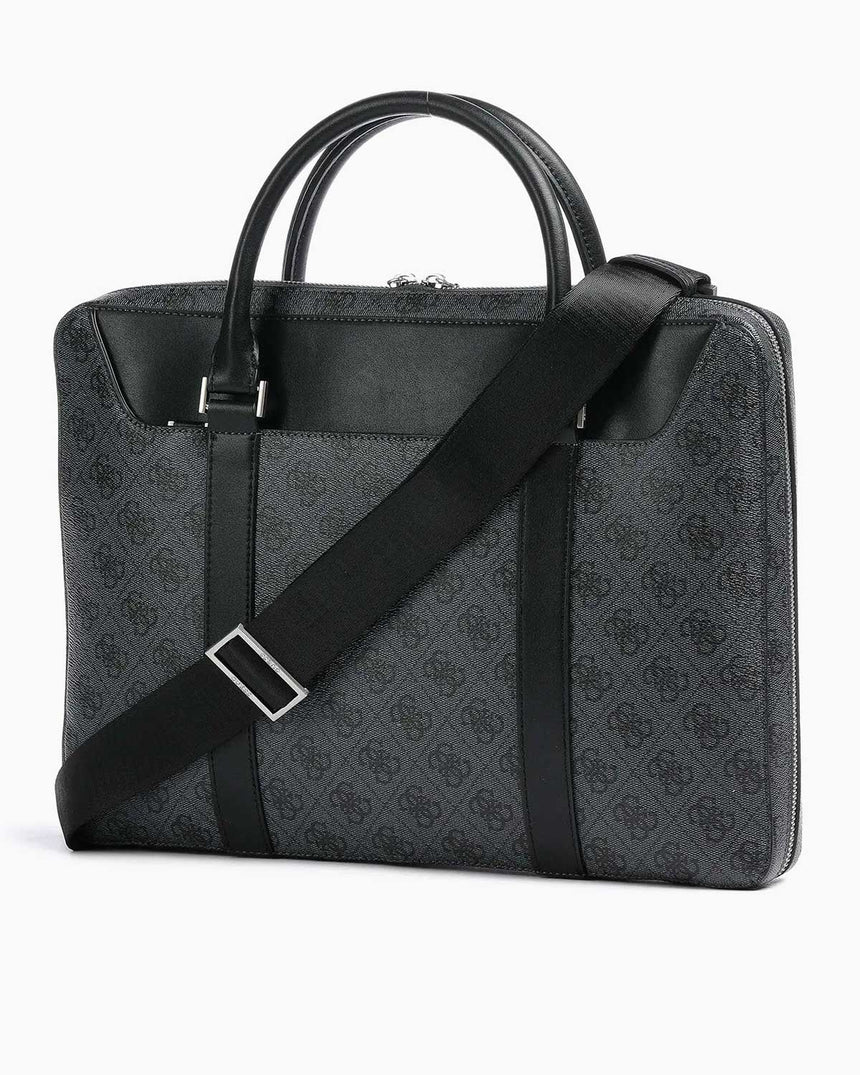 Guess Monogram Baskılı Evrak Çantası Black