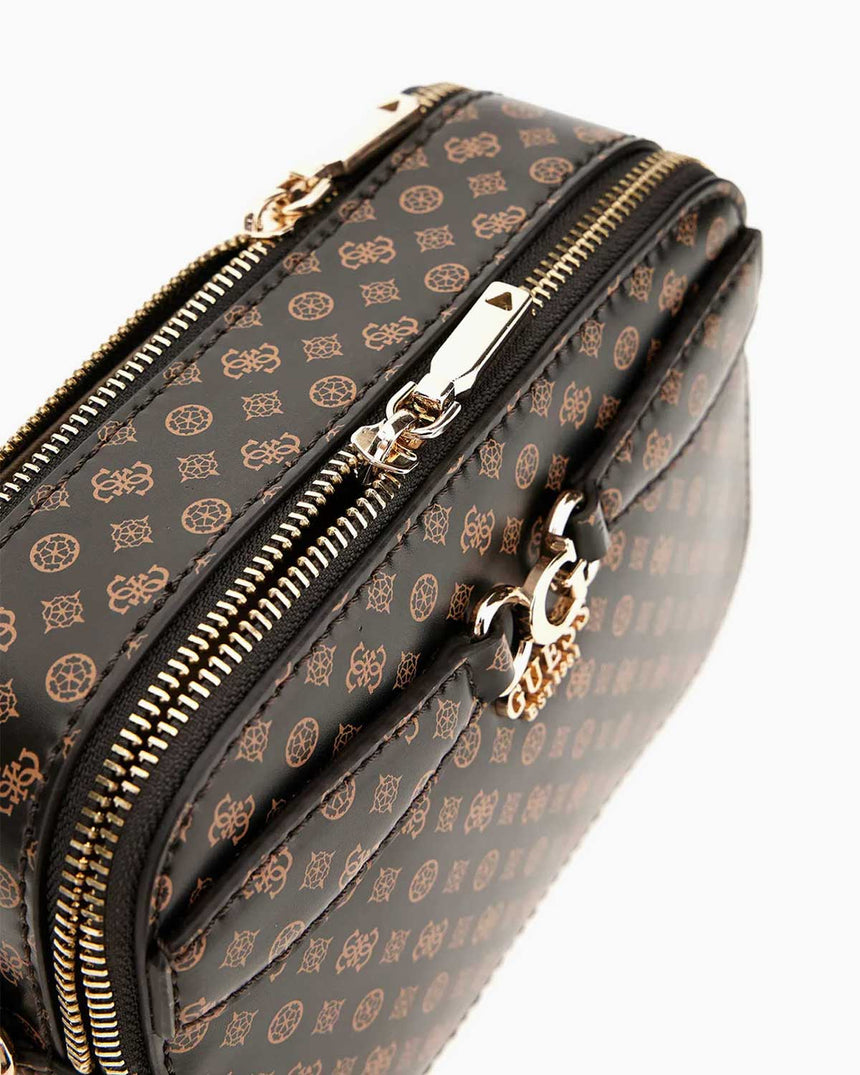 Guess Eliette Logo Crossbody Çapraz Askılı Çanta Mocha Logo