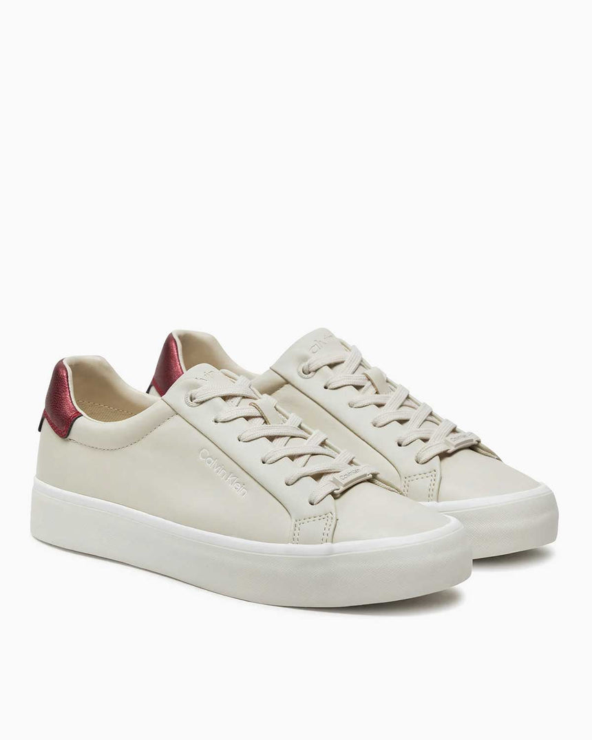 Calvin Klein Vulc Lace Up Saff Fox W/Met Bt Kadın Sneaker Dk Ecru/Brick Red