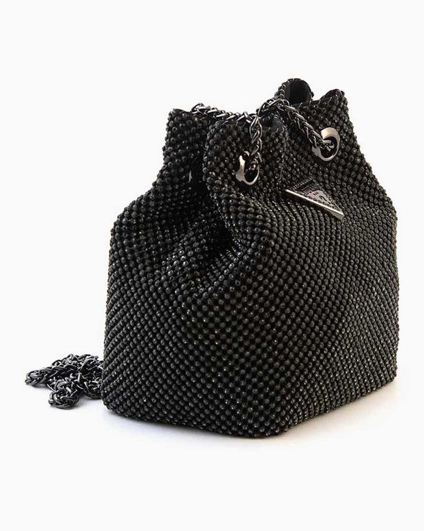 Guess Lua Pouch Taş Detaylı Büzgülü El Çantası Black