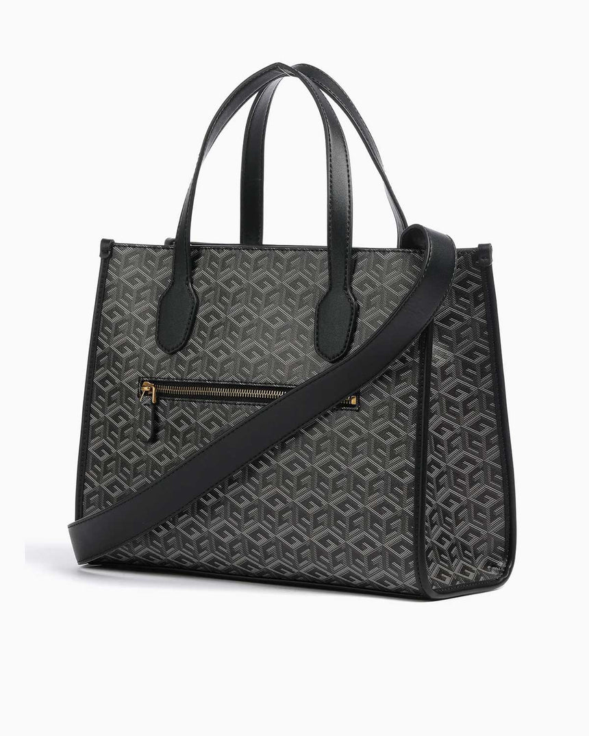 Guess Silvana 2 Compartmen El Çantası Charcoal Logo