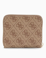 Guess Access Laurel II Küçük Boy Fermuarlı Kadın Cüzdan Latte Logo
