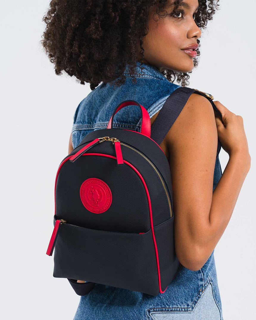 Us Polo Assn Fermuar Detaylı Sırt Çantası Lacivert - Kırmızı