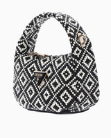 Guess Rianee Mini Hobo Desenli Çapraz Askılı Çanta Black