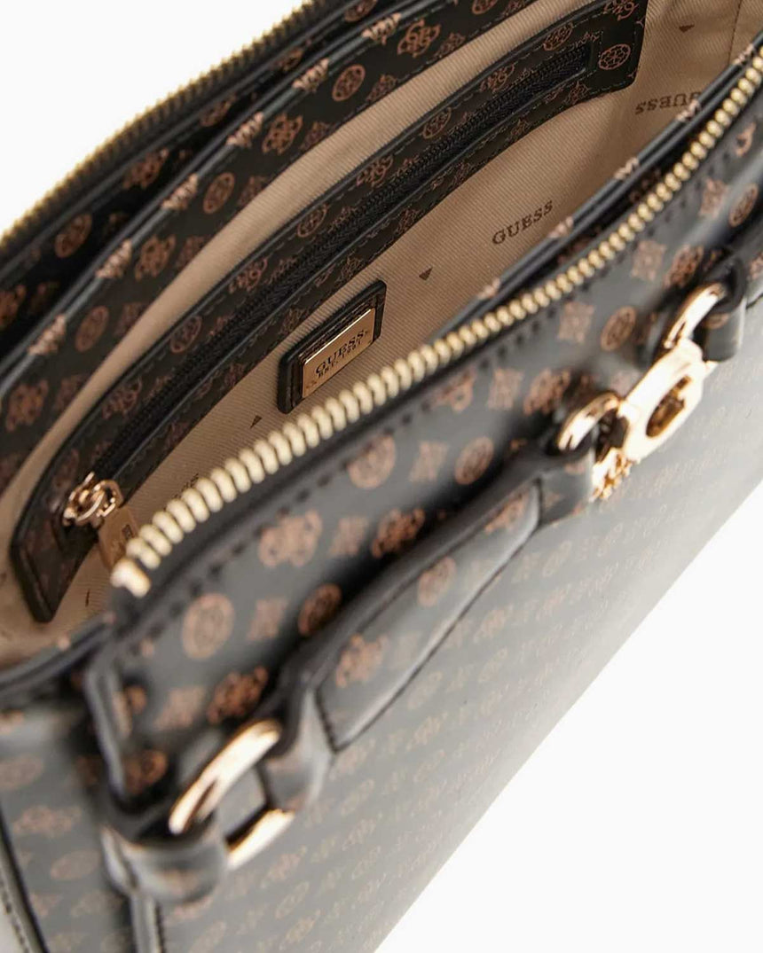 Guess Eliette Logo Crossbody Çapraz Askılı Çanta Mocha Logo